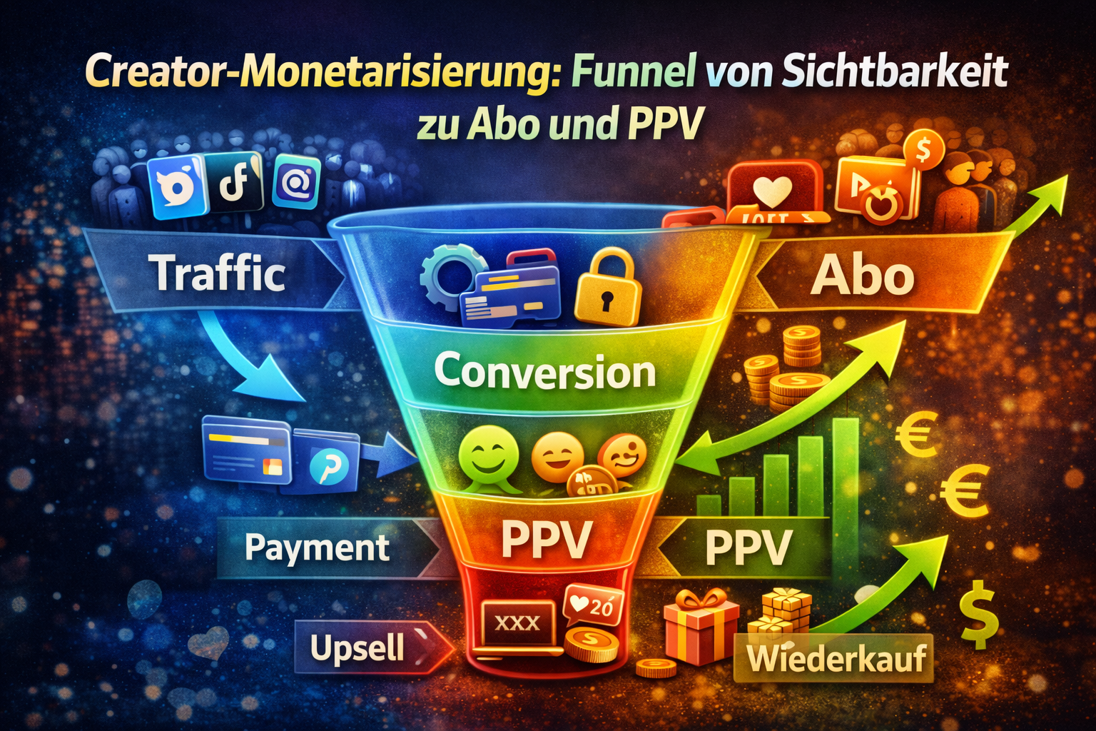 Creator-Monetarisierung: Funnel von Sichtbarkeit zu Abo und PPV